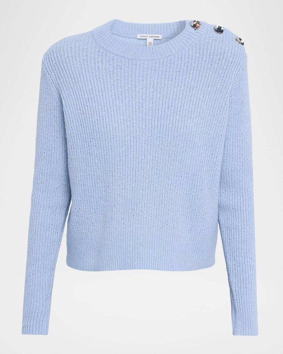 Crewneck Shaker Stitch Cashmere-Cotton Sweat